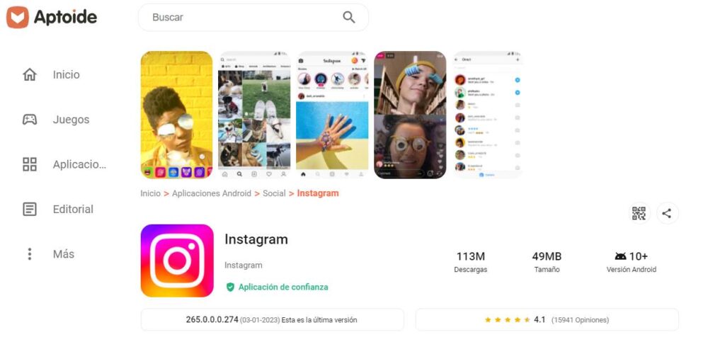instalar Instagram sin Play Store