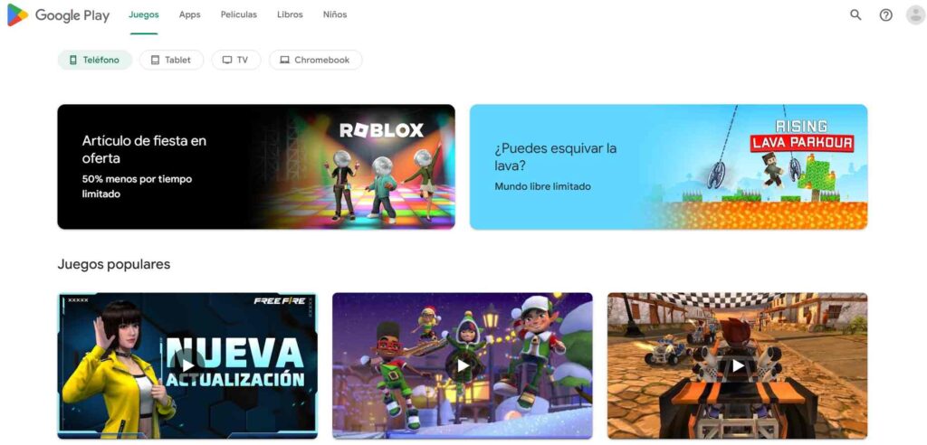 plataforma de aplicaciones de Google Play Store